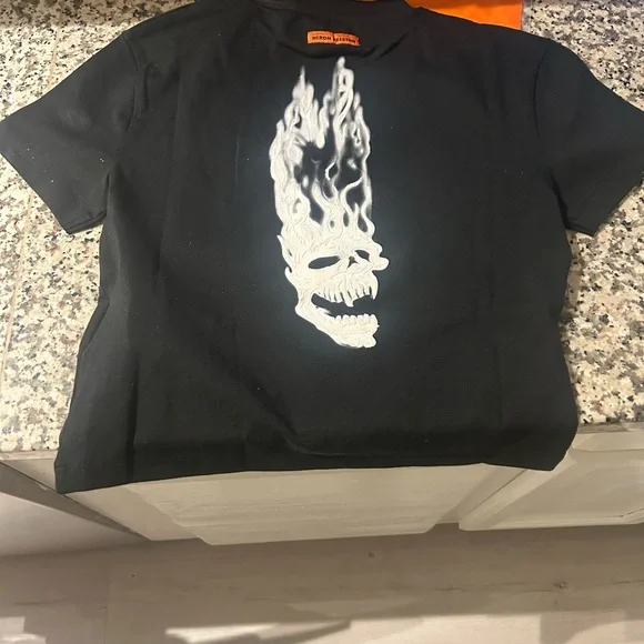 Heron Preston Black Tee Flaming Skull - Picture 2 of 10